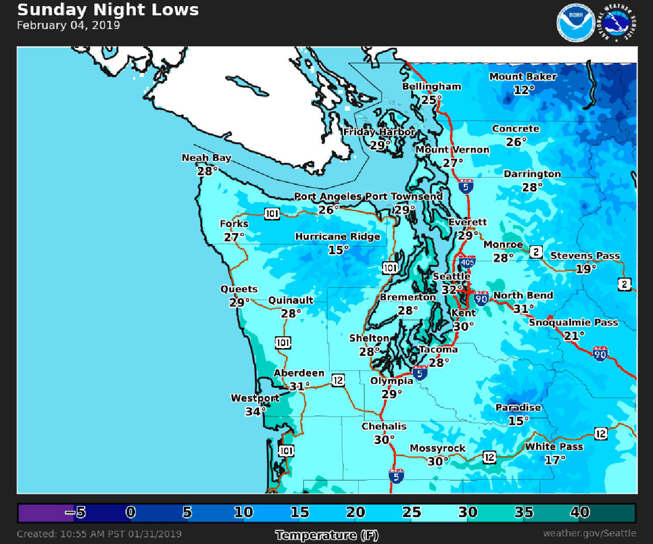 Clouds and rain could give way to lowland snow on Sunday