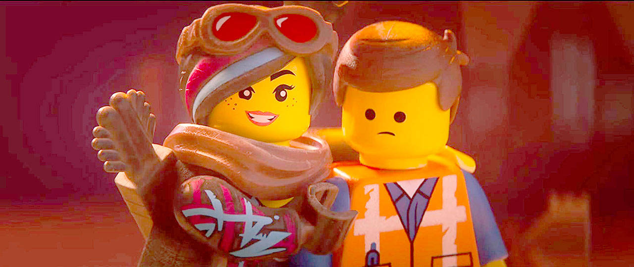 Elizabeth Banks and Chris Pratt provide the voices for for Lucy, aka Wyldstyle, and Emmet in “The Lego Movie 2: The Second Part.” (Warner Bros. Pictures)