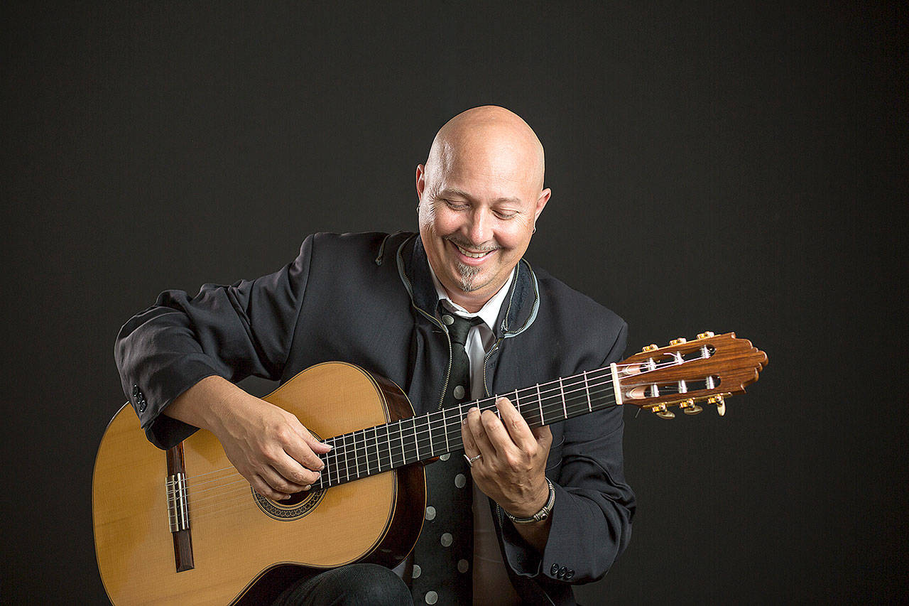 Whidbey Island classical guitarist Andre Feriante will perform a “Day of Love” concert with his Bohemian entourage at Benaroya Hall on Feb. 15. (John Cornicello)
