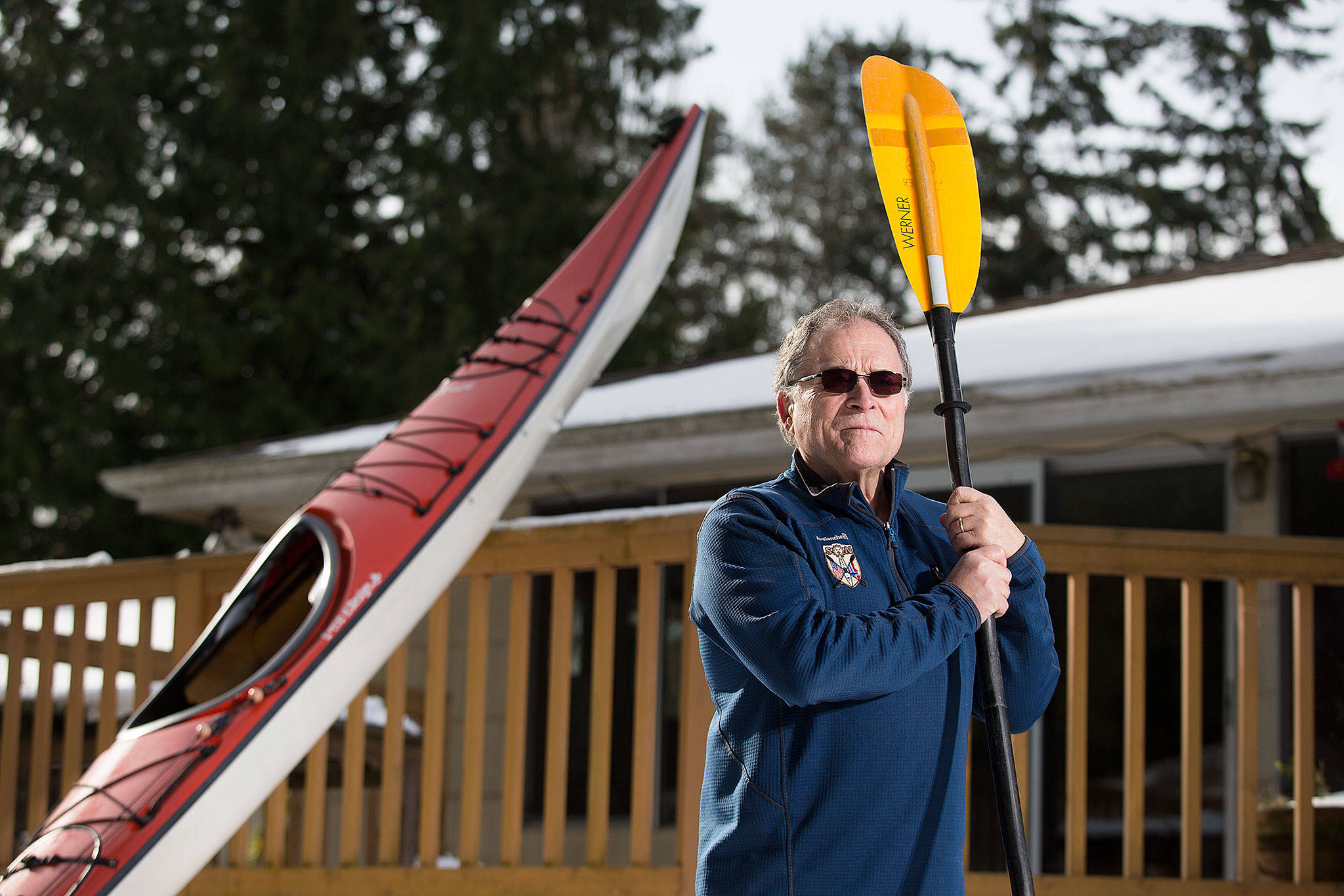 Dave Ellingson, 71, nicknamed the Paddle Pilgrim, paddled through fjords in Norway and wrote a book on it. (Andy Bronson / The Herald)