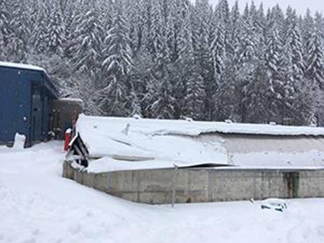 Snow in Monroe collapsed the roof at a recently built water filtration plant run by the city of Everett. (City of Everett)