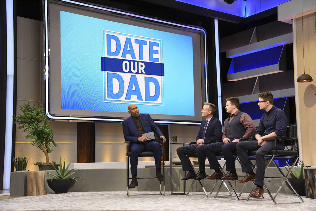 Steve Harvey (left) invited Shane McDaniel and his twin sons Harrison and Henry onto his TV show to choose a date from three contestants. (Steve Harvey)
