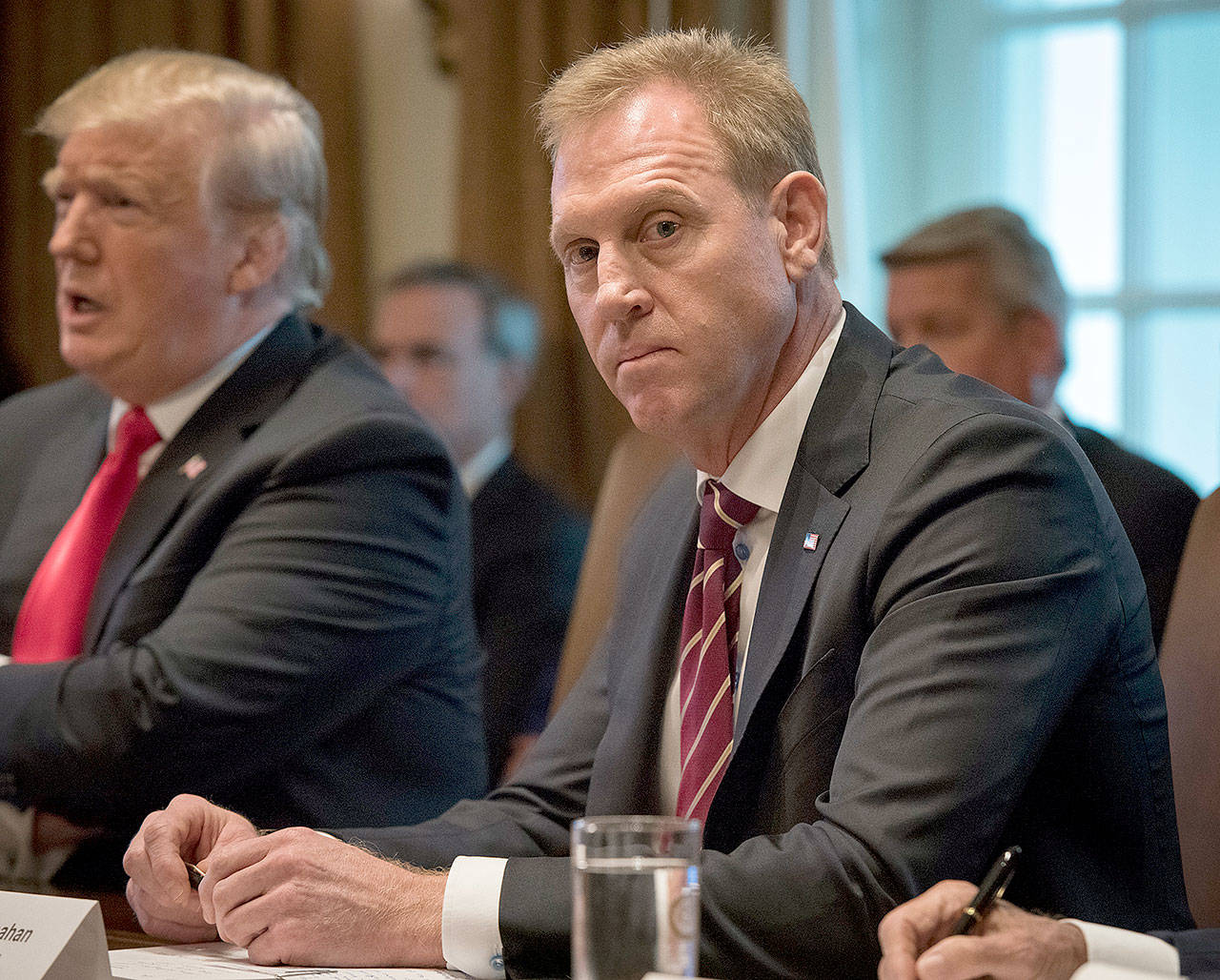 Acting Secretary of Defense Patrick Shanahan listens during President Donald Trump’s Cabinet meeting on Jan. 2 in Washington, D.C. (Bill O’Leary / Washington Post)