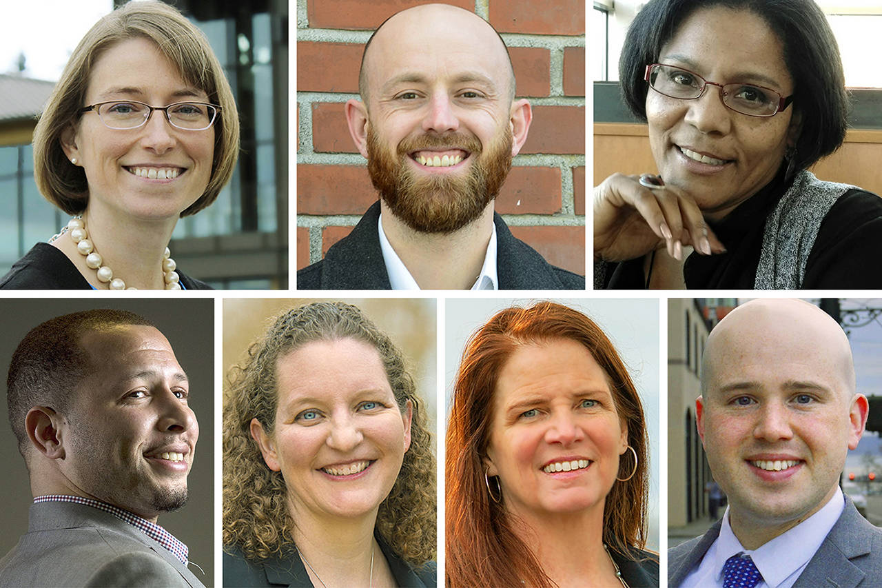 Top row, L-R: Jennifer Gregerson, Tyler Verda, Sharita Burton. Bottom row, L-R: Louis Harris, Megan Dunn, Cecilia Wilson, Alex Lark.