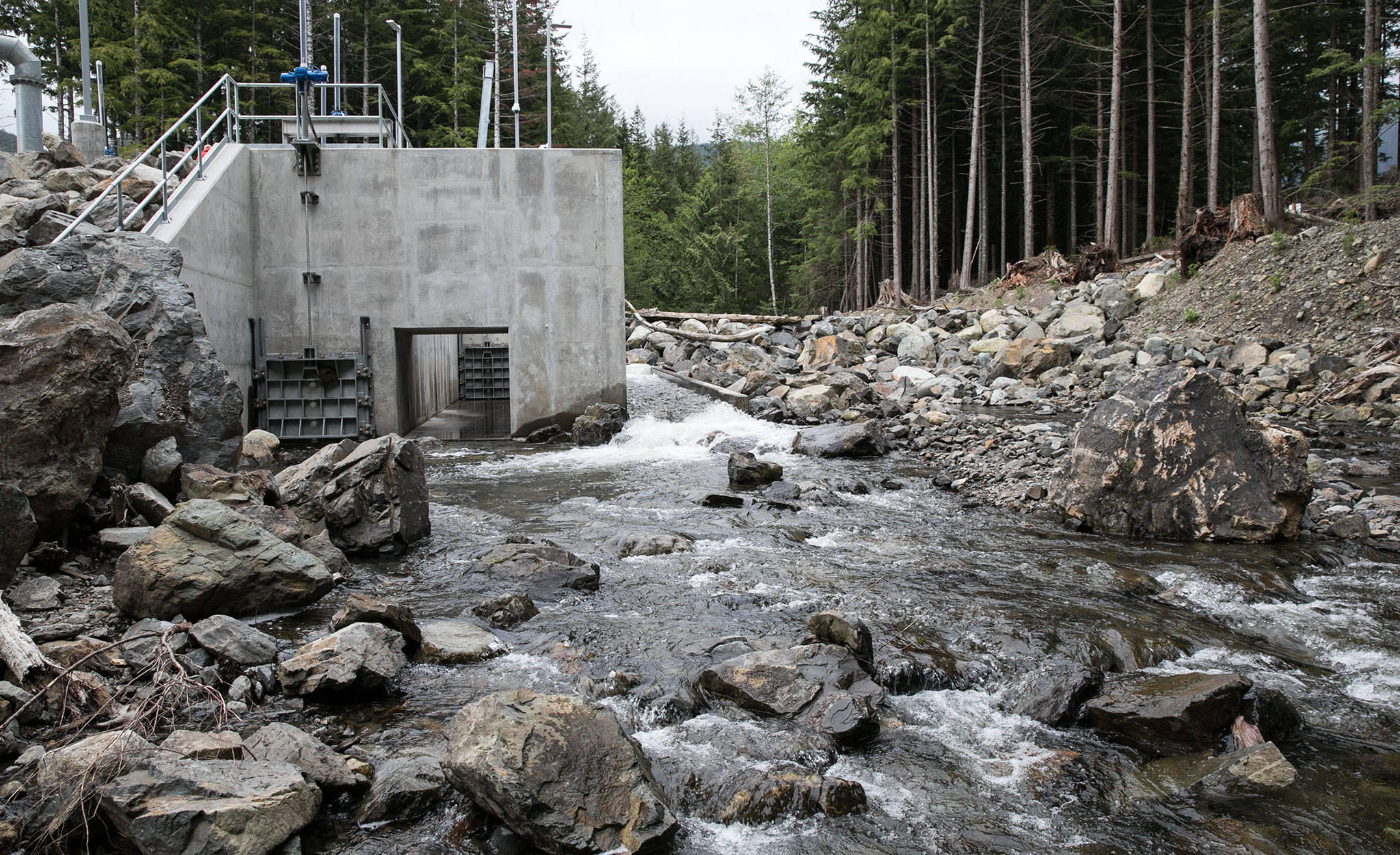 The Snohomish County Public Utility District unveiled two new small hydro projects in Snoqualmie Valley Thursday. (Lizz Giordano / The Herald)