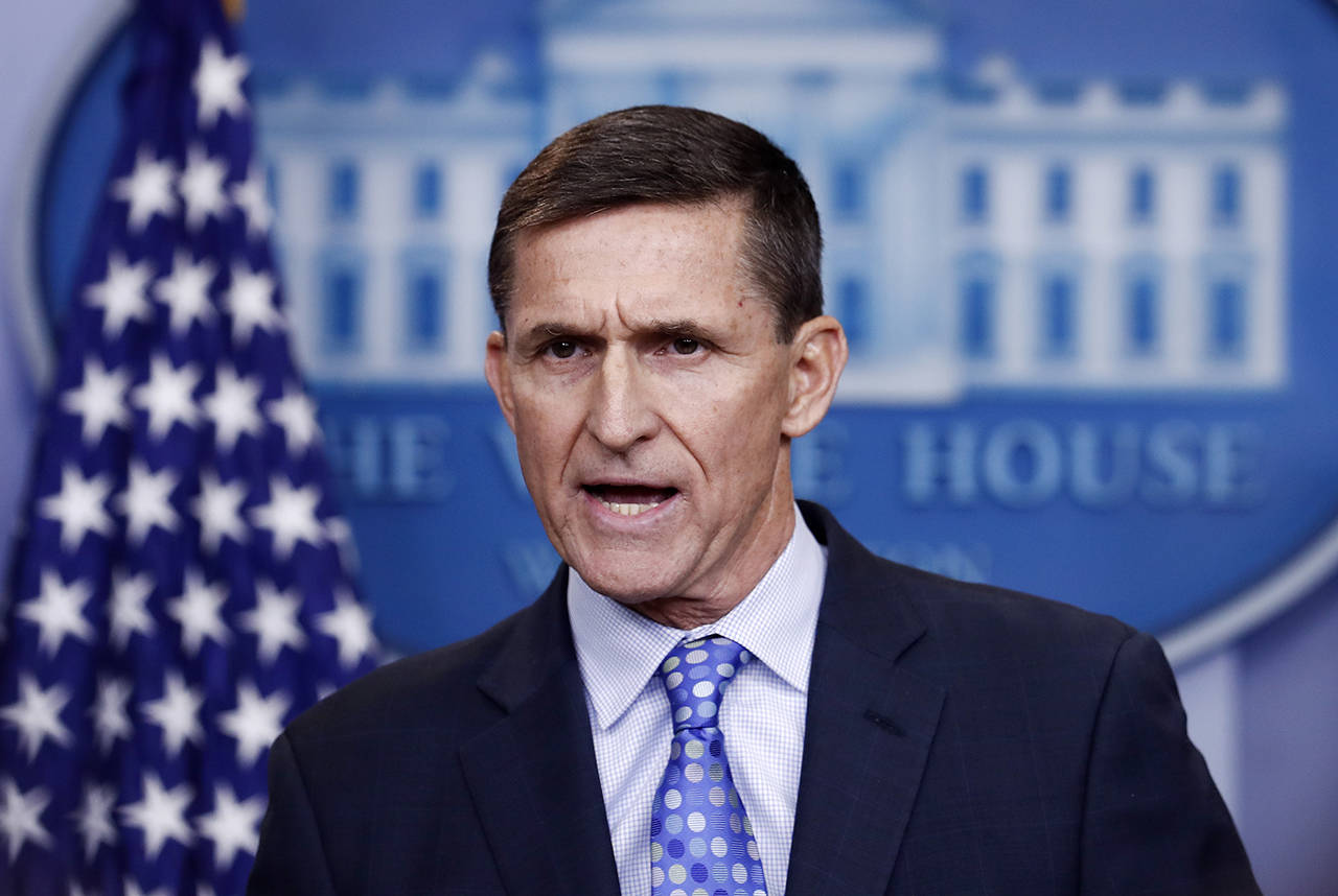 In this 2017 photo, National Security Adviser Michael Flynn speaks during the daily news briefing at the White House, in Washington. (AP Photo/Carolyn Kaster)
