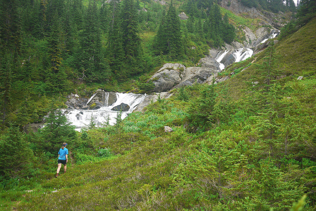 WTA’s Imler loves to take long trips that allow her to get deep into the backcountry, like here in the Glacier Peak Wilderness. (Photo by Todd Schneider)
