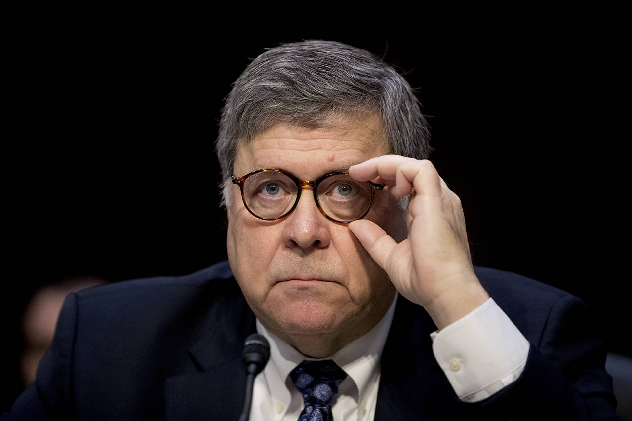 In this Jan. 15 photo, Attorney General nominee William Barr testifies during a Senate Judiciary Committee hearing on Capitol Hill in Washington. (AP Photo/Andrew Harnik)