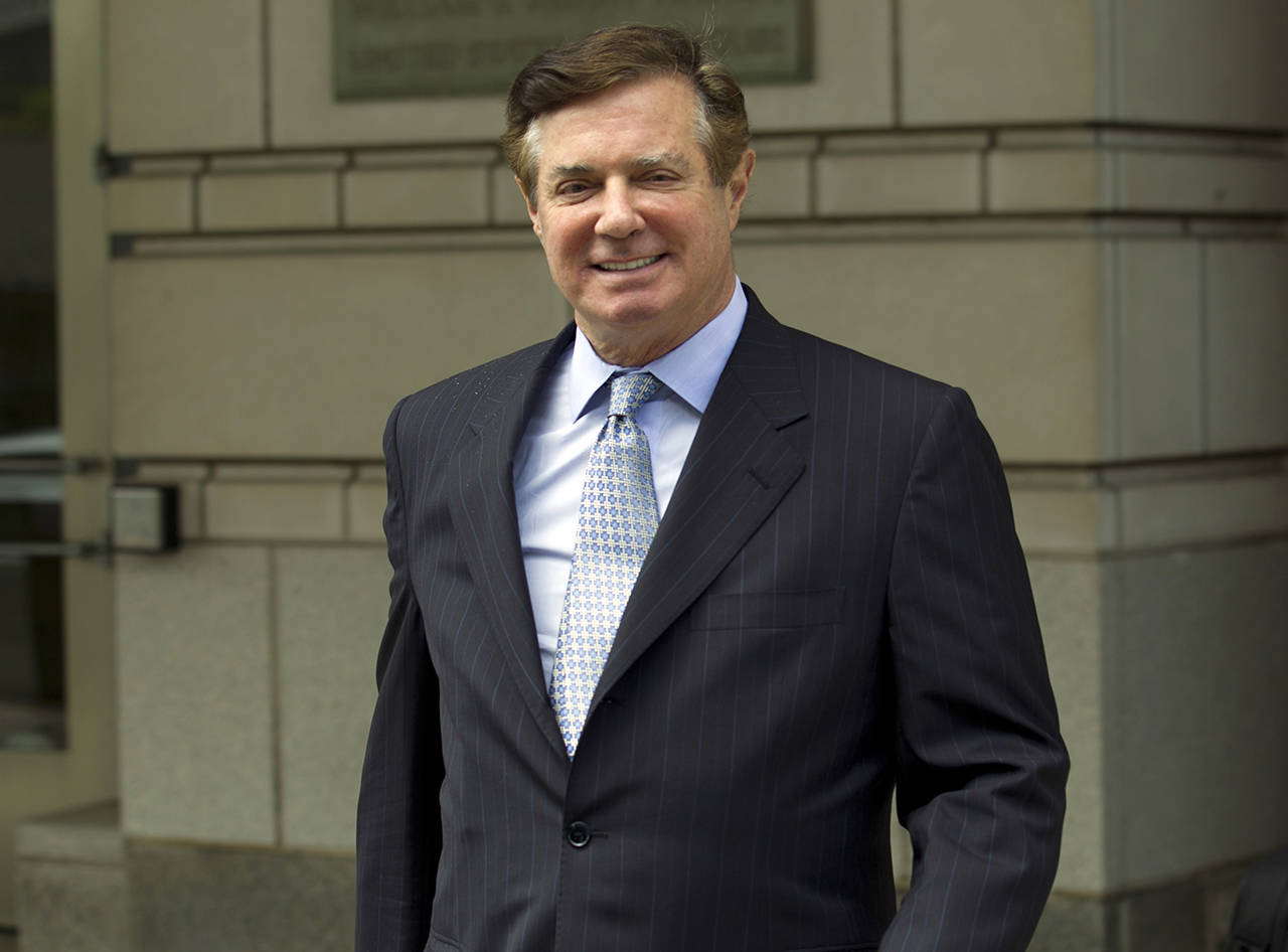 In this May 2018 photo, Paul Manafort, President Donald Trump’s former campaign chairman, leaves the Federal District Court after a hearing in Washington. (AP Photo/Jose Luis Magana, File)