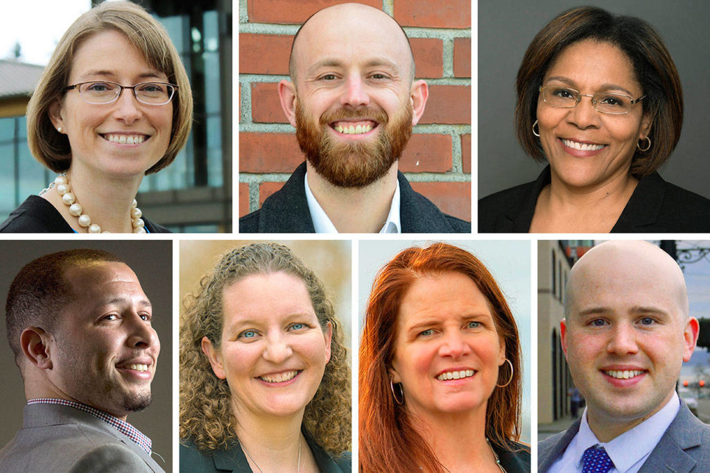 Top row, from left: Jennifer Gregerson, Tyler Verda and Sharita Burton. Bottom row, from left: Louis Harris, Megan Dunn, Cecilia Wilson and Alex Lark.
