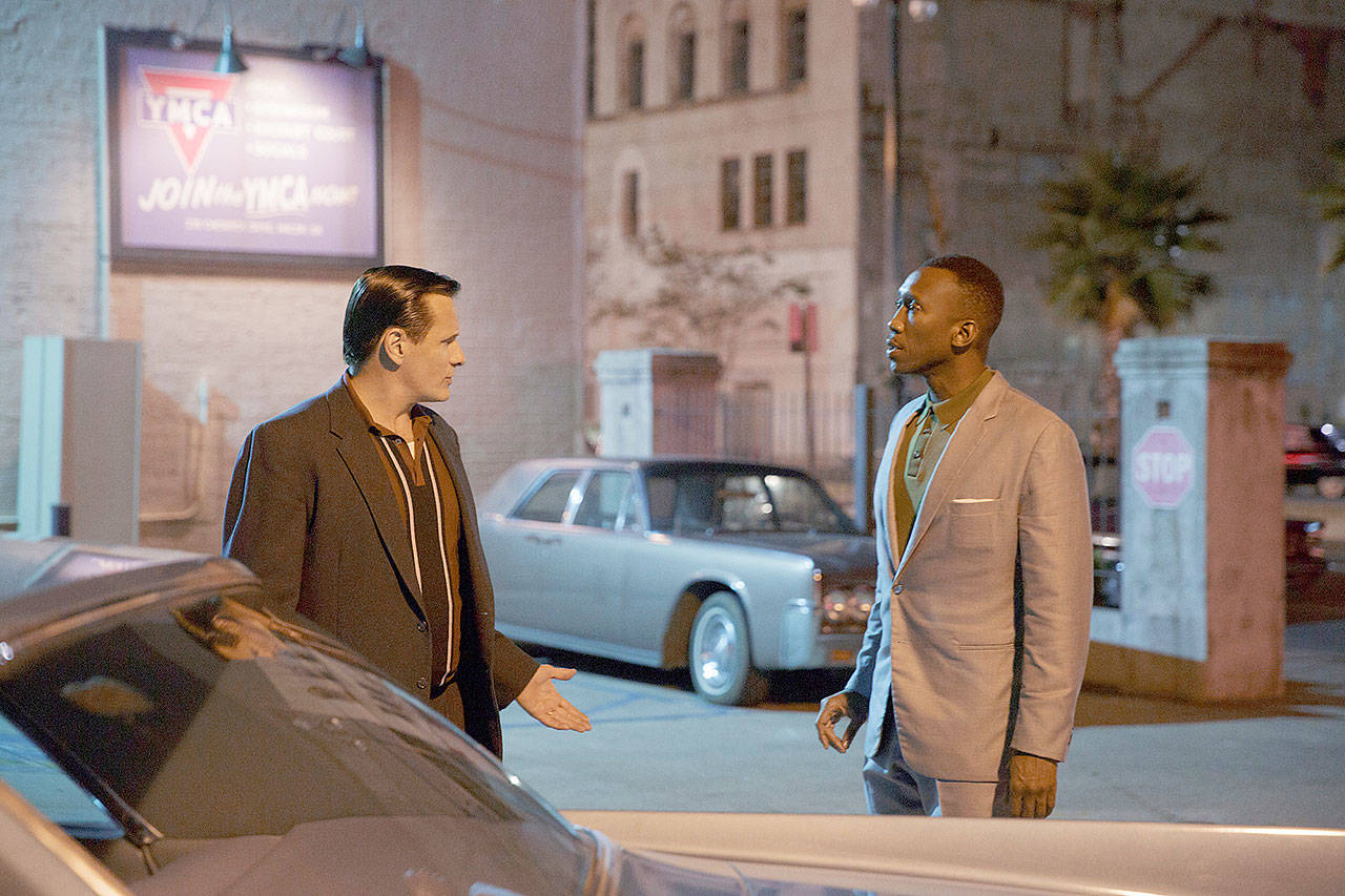 This image released by Universal Pictures shows Viggo Mortensen, left, and Mahershala Ali in a scene from &quot;Green Book.&quot; MUST CREDSIT: Handout photo by Patti Perret, Universal Pictures