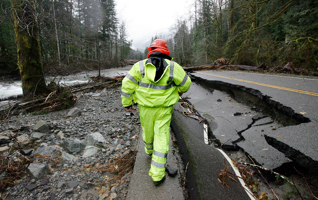 Election Day flooding in 2006 caused heavy damage along Index-Galena Road. Most sections have since been repaired, but not the stretch between mile post 6.4 and 6.9. (Jennifer Buchanan / Herald file)