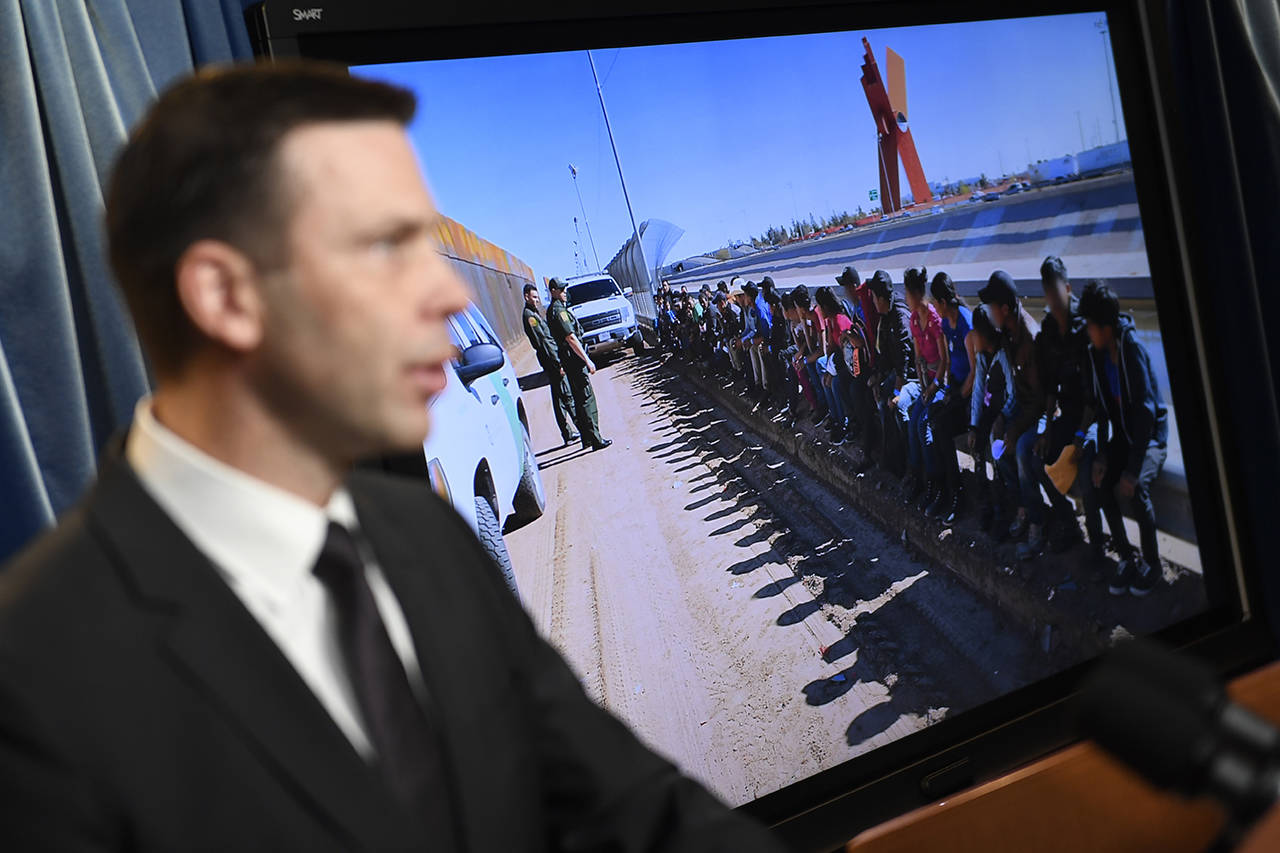 U.S. Customs and Border Patrol Commissioner Kevin McAleenan speaks during a news conference in Washington on Tuesday. (AP Photo/Susan Walsh)