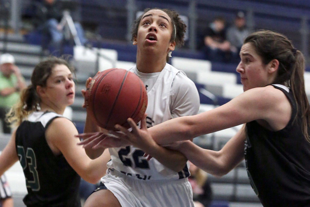 Aaliyah Collins, a sophomore, led Glacier Peak to the Wesco 4A title and a fourth-place state trophy. (Kevin Clark / The Herald)
