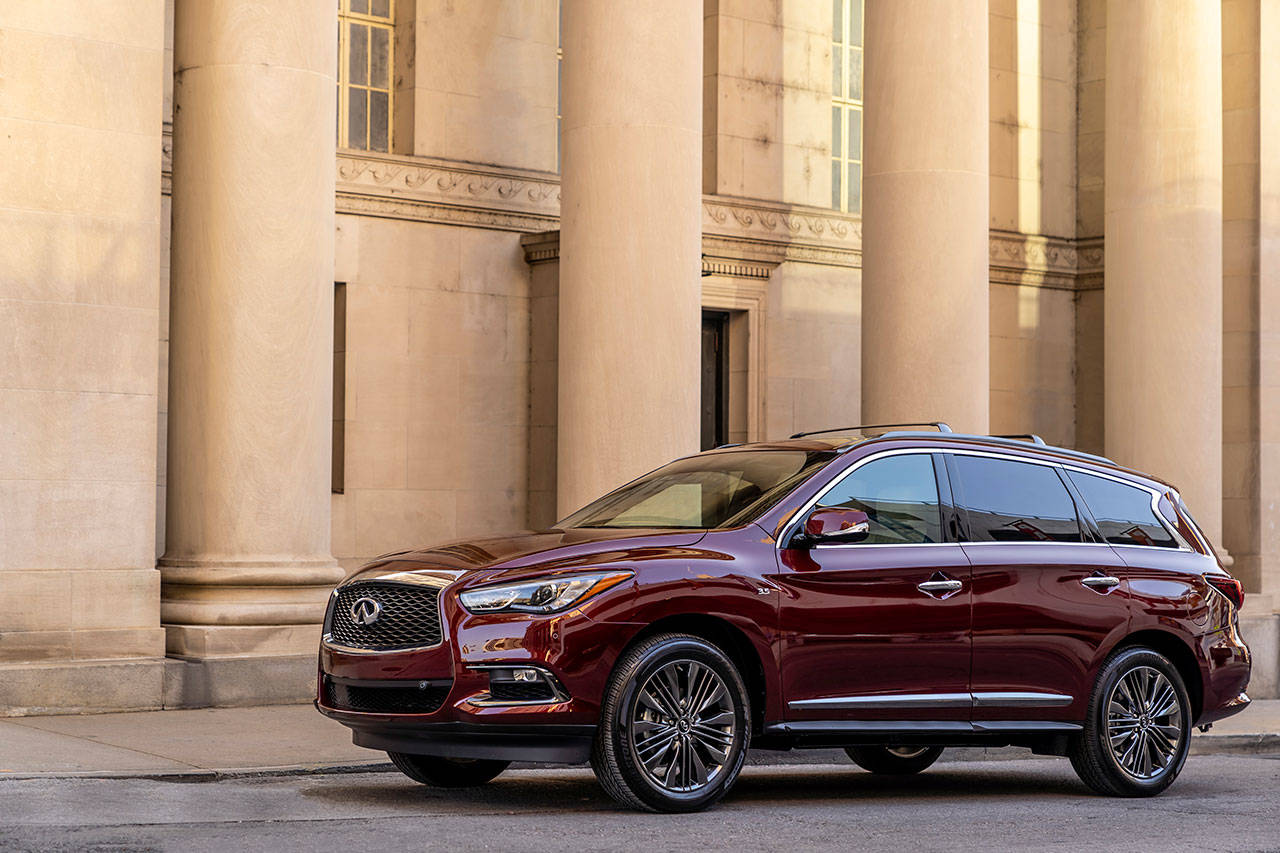 Handsome styling, comfort and attractive pricing are hallmarks of the 2019 Infiniti QX60 luxury midsize SUV. (Manufacturer photo)