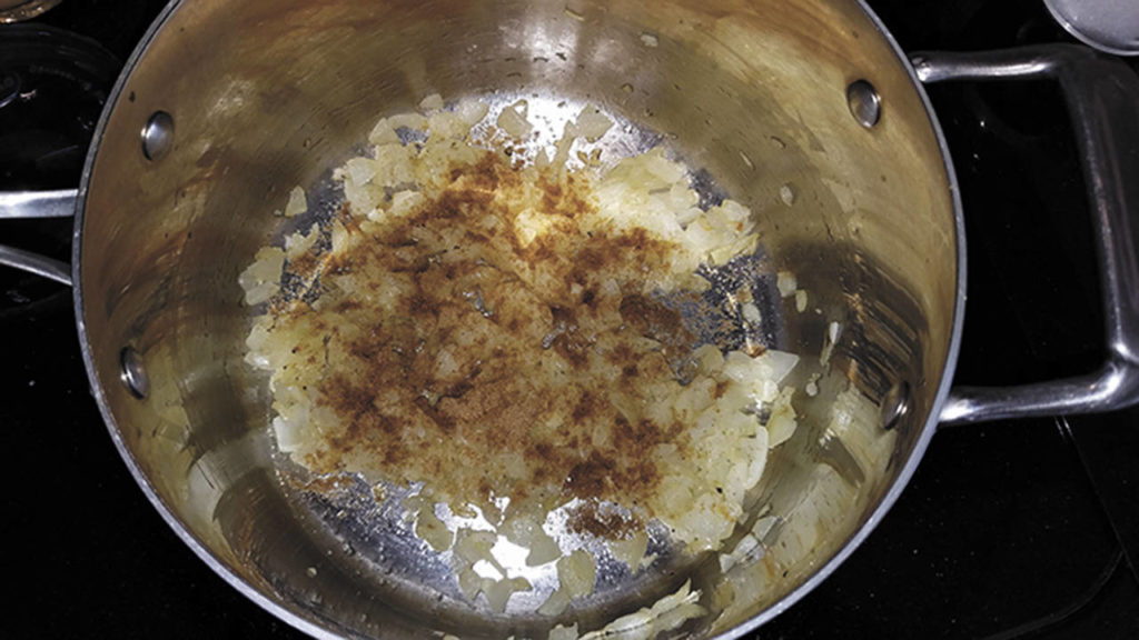 Some call this step “sweating” the onions. It’s just cooking them until they become translucent. (Sharon Salyer/The Herald)

