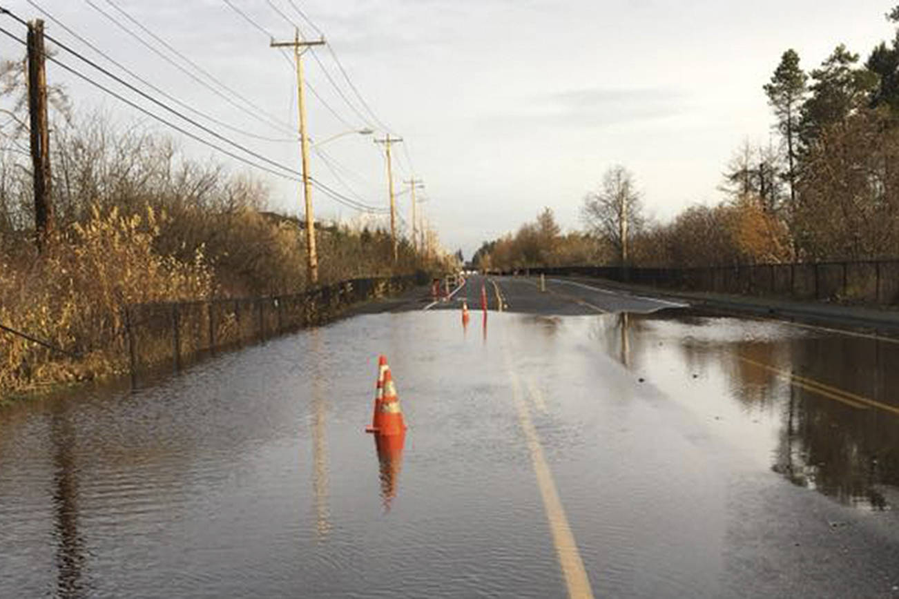 Water over 35th Avenue SE in Mill Creek. (City of Mill Creek)