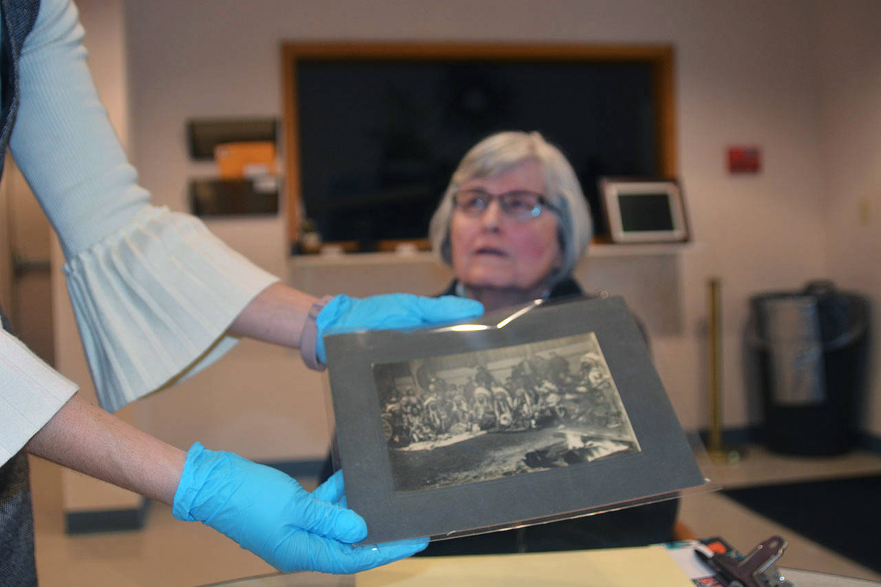 A glass plate image showing Indian Commemorative Day 1914 was given to the Hibulb Cultural Center. (Marysville Globe)