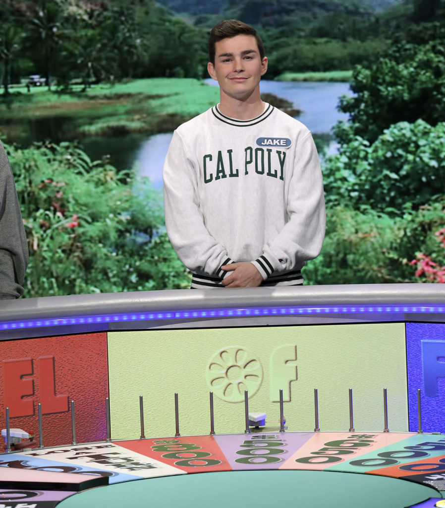 Jake Douglas, former Lake Stevens wrestling standout and now a junior at Cal Poly, is on Monday’s “Wheel of Fortune” show with other college students. (Carol Kaelson)
Jake Douglas, former Lake Stevens wrestling standout and now a junior at Cal Poly, is on Monday’s “Wheel of Fortune” show with other college students. Photo Credit: Carol Kaelson
