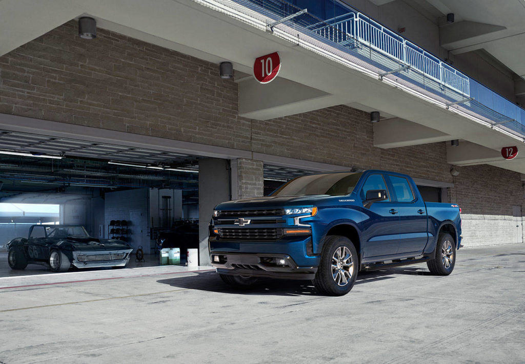 There are eight trim levels and five engine choices for the 2019 Chevrolet Silverado 1500 full-size pickup. The new RST trim is shown here. (Manufacturer photo)
