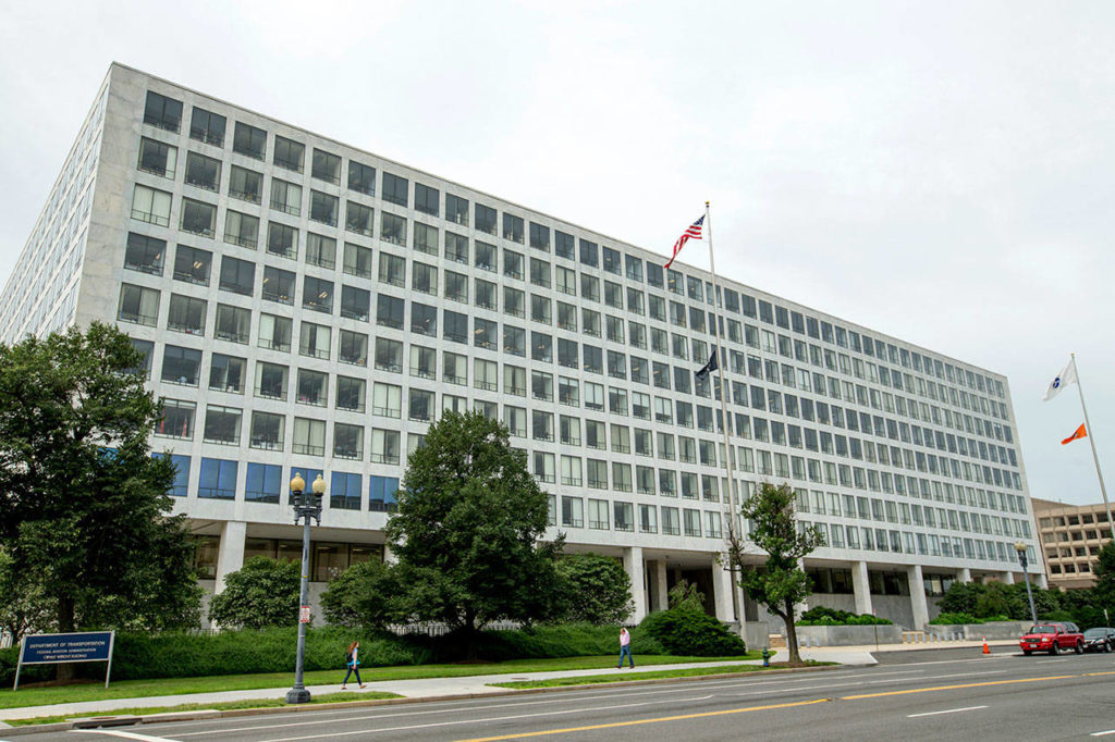 This 2015 photo shows the Department of Transportation Federal Aviation Administration building, in Washington. (AP Photo/Andrew Harnik, File)
