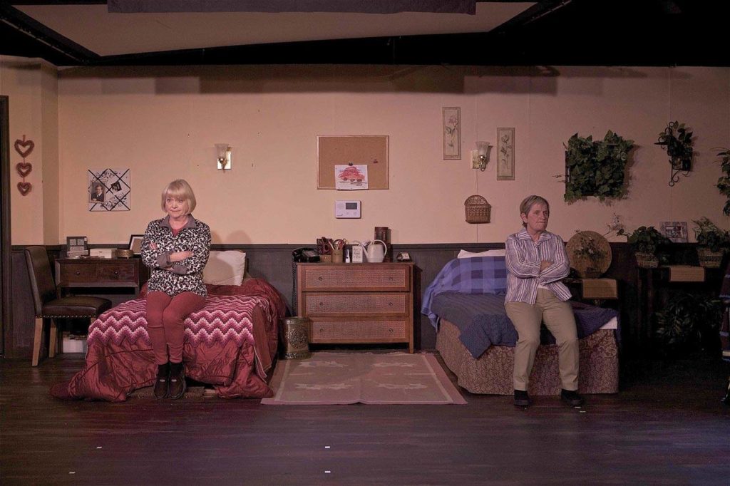 Phoenix Theatre’s “Ripchord” is about two women who shouldn’t be roommates but are forced by circumstance to be so anyhow. Melanie Calderwood, right, plays the role of Abby and Susan Connors, left, plays the role of Marilyn. (Jim Sipes)
