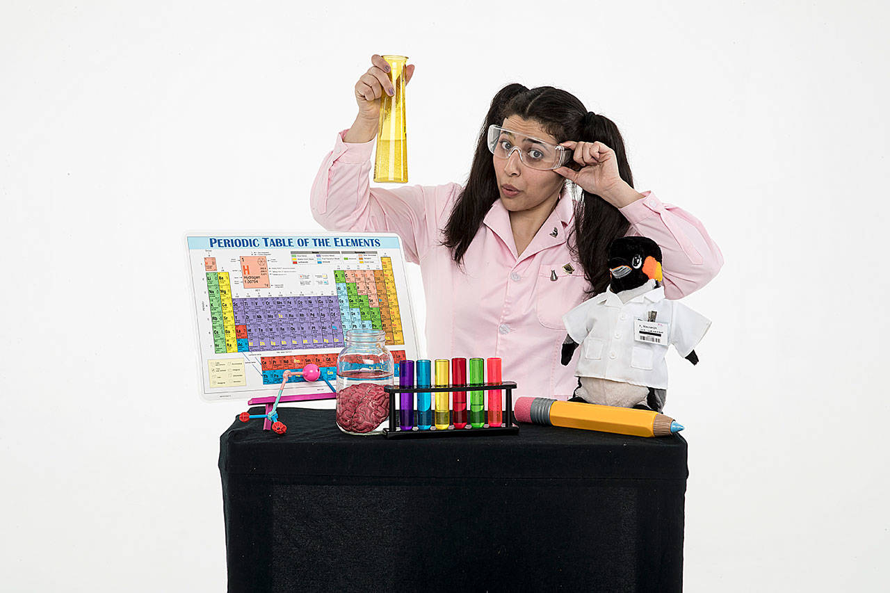 Students will get to conduct experiments with Jocelyn Argueta, who performs as Jargie the Science Girl, in an April 9 performance at the Edmonds Center for the Arts. (Paragon Media)