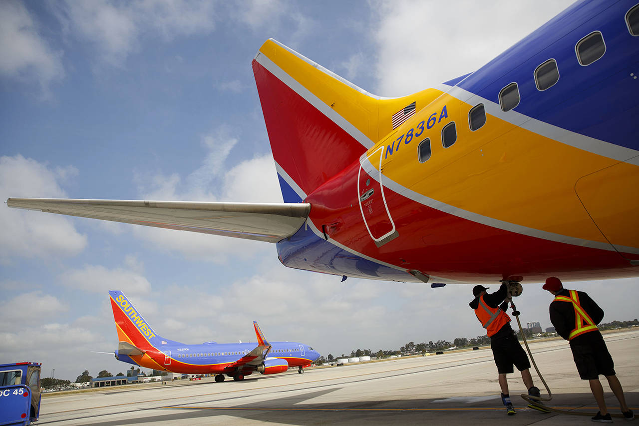 Southwest Airlines has 34 Boeing 737 Max jets in its 750-strong fleet of airplanes. (Patrick T. Fallon/Bloomberg)
