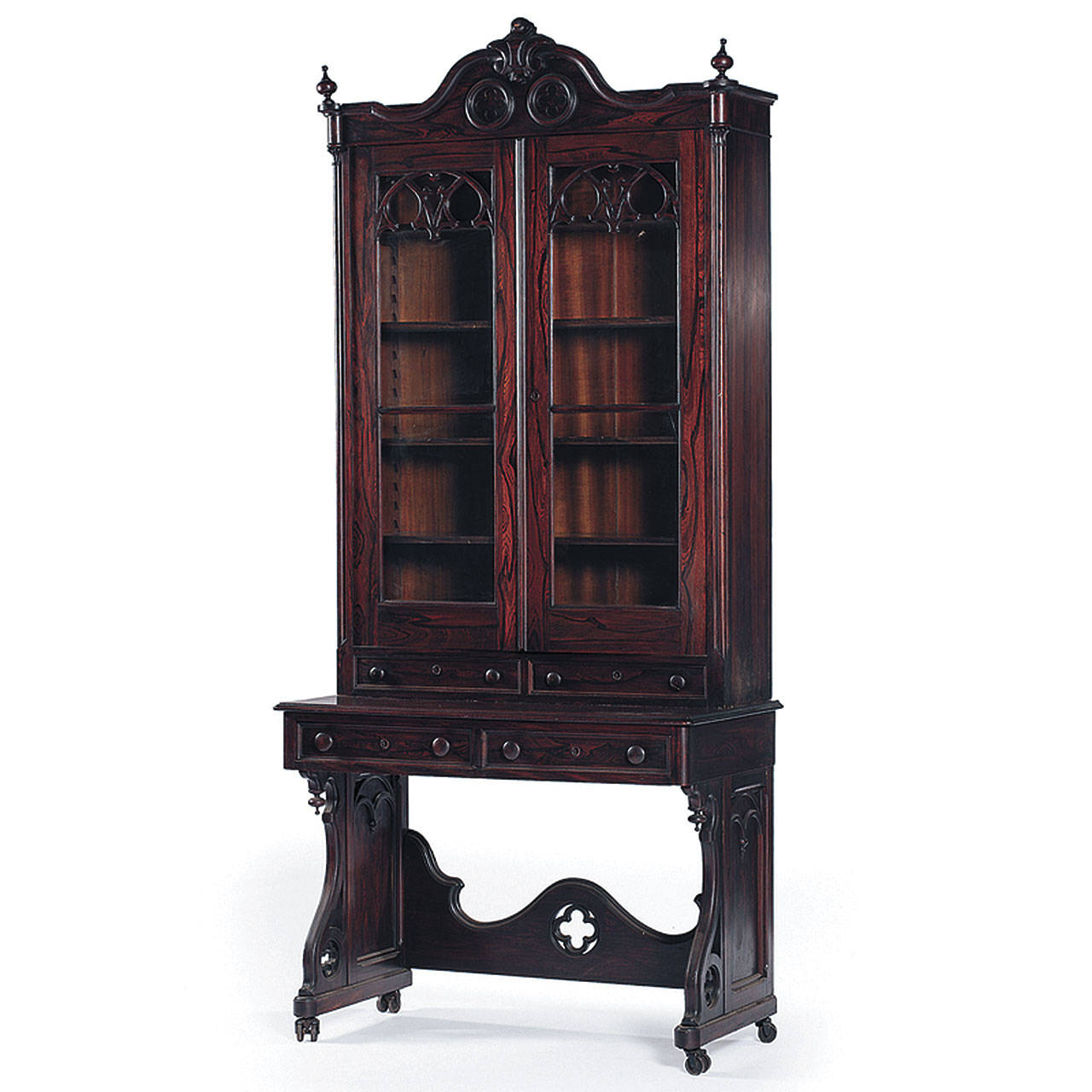 This Gothic Revival secretary bookcase was made by Mitchell & Rammelsberg of Cincinnati. It sold for $1,320 at a Cowan auction in Cincinnati. (Cowles Syndicate Inc.)