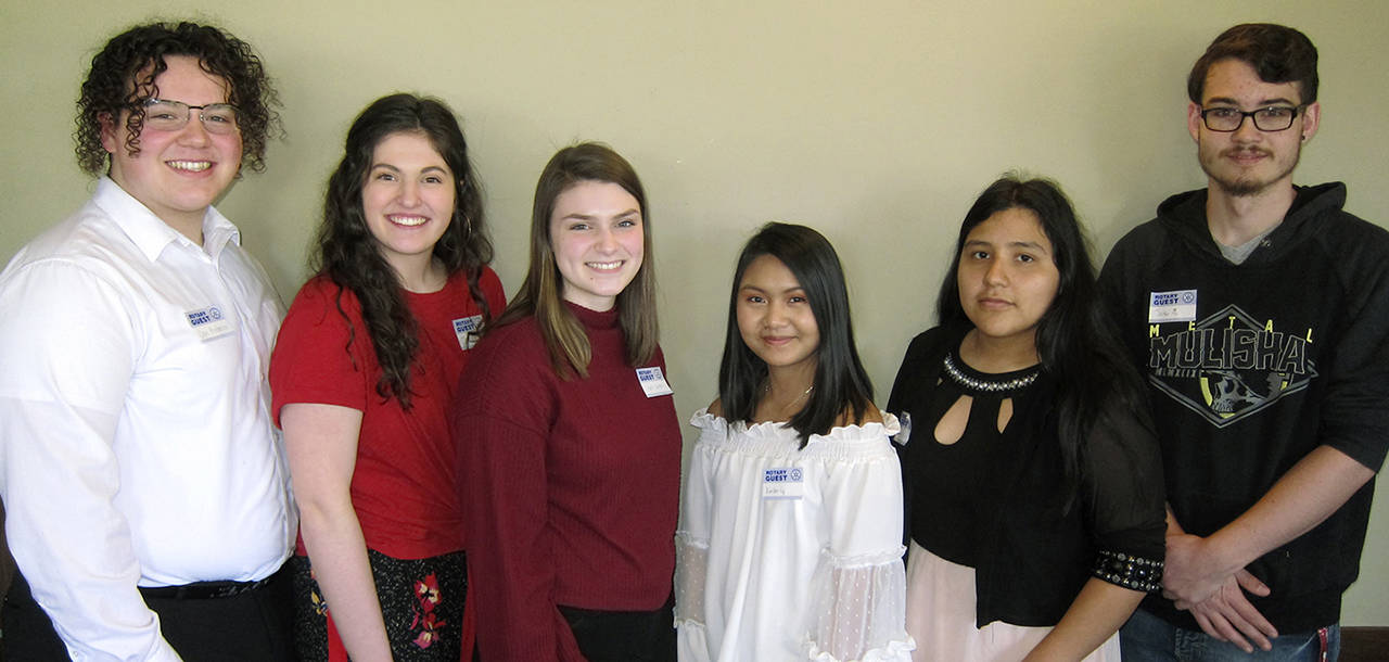 Contributed photo                                 Rotary Students of the Month for February and March include (left to right) Cole Anderson and Camryn Kloes (Cascade High); Holly Kusler and Kimberly Placido (Everett High); and Fernanda Perez Vasquez and Justis Billsborough (Sequoia High).