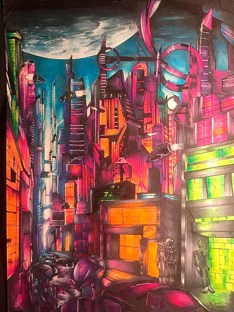 North Creek High School junior Navid Rahbin’s drawing “Future City” recently was among the best in show recipients in the Regional Scholastic Art Awards. (Schack Art Center)
