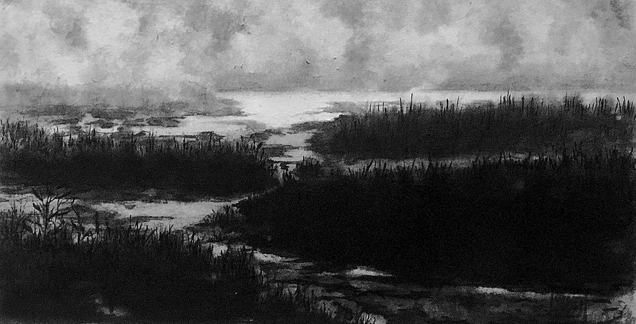 “Fog Rolling In From The Ocean — Oregon Coast” is part of a solo show of works by Hyeh-Yeon Hoffer opening April 6 at the Rosehill Community Center in Mukilteo.