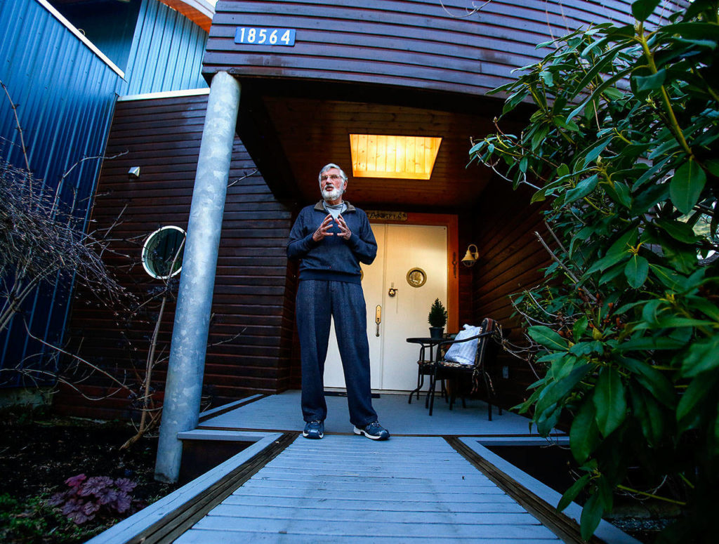 Graham Kerr designed his Skagit County house with a nautical theme, and calls it “the little ark on the hill.” (Dan Bates / The Herald)
