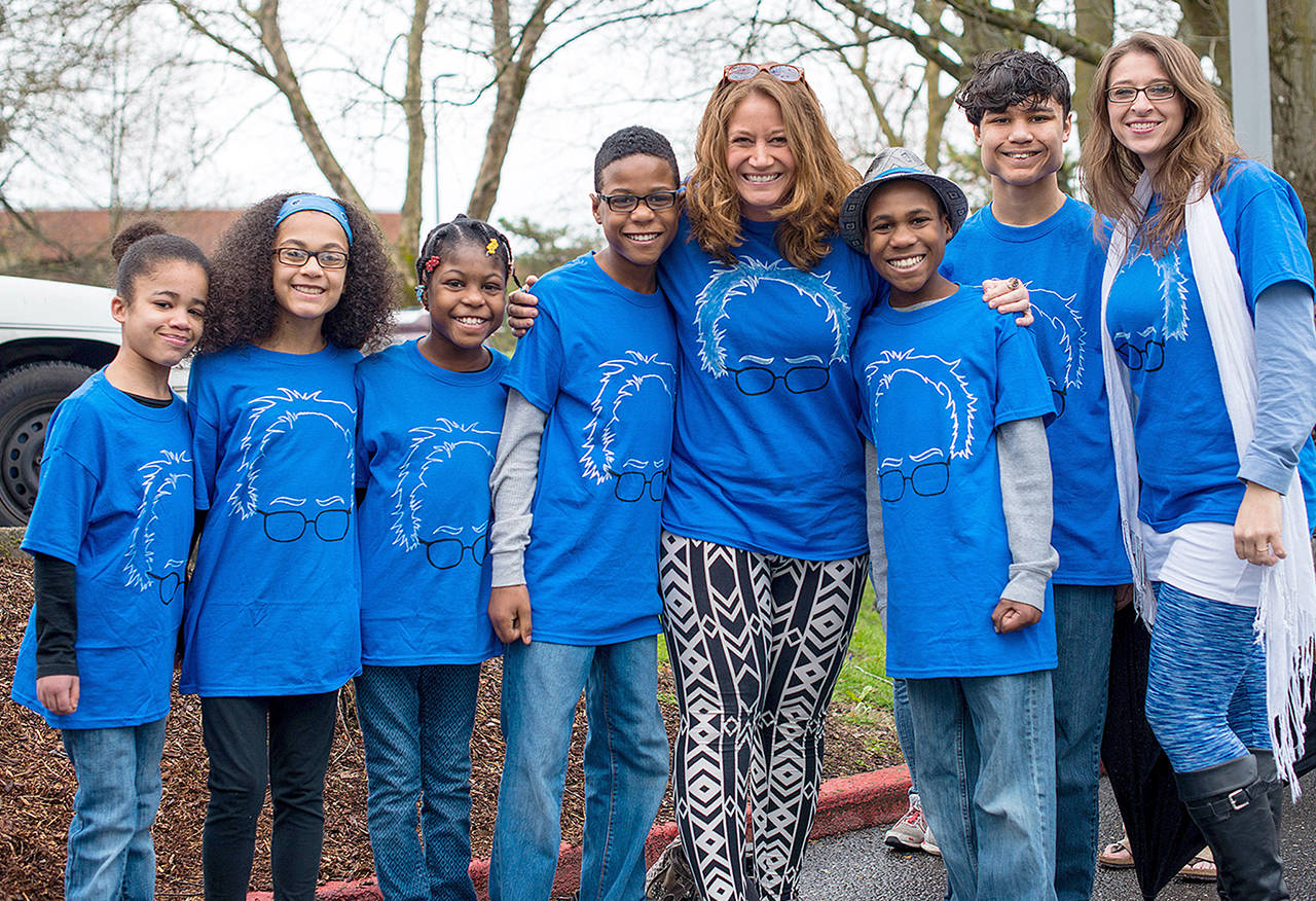 This March 20, 2016 photo shows the Hart family, of Woodland, Washington, at a Bernie Sanders rally in Vancouver, Washington. (Tristan Fortsch/KATU News via AP, file)