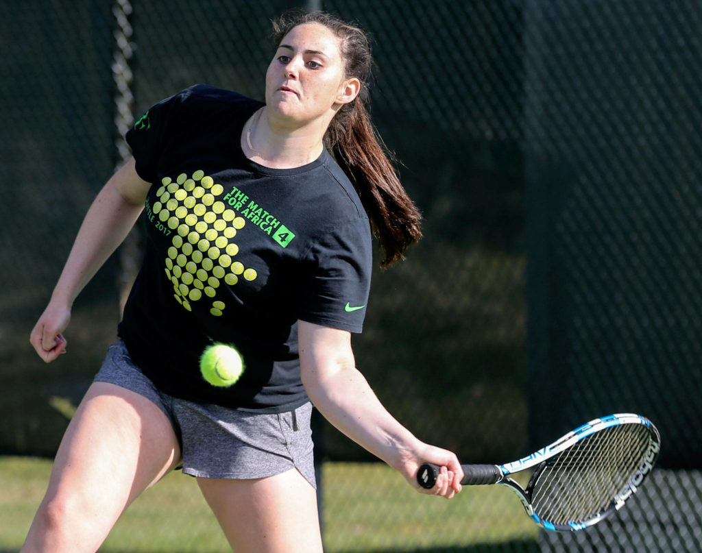 Shorecrest senior Bella Saunders has been part of a state-qualifying doubles team each of the past two seasons. (Kevin Clark / The Herald)
