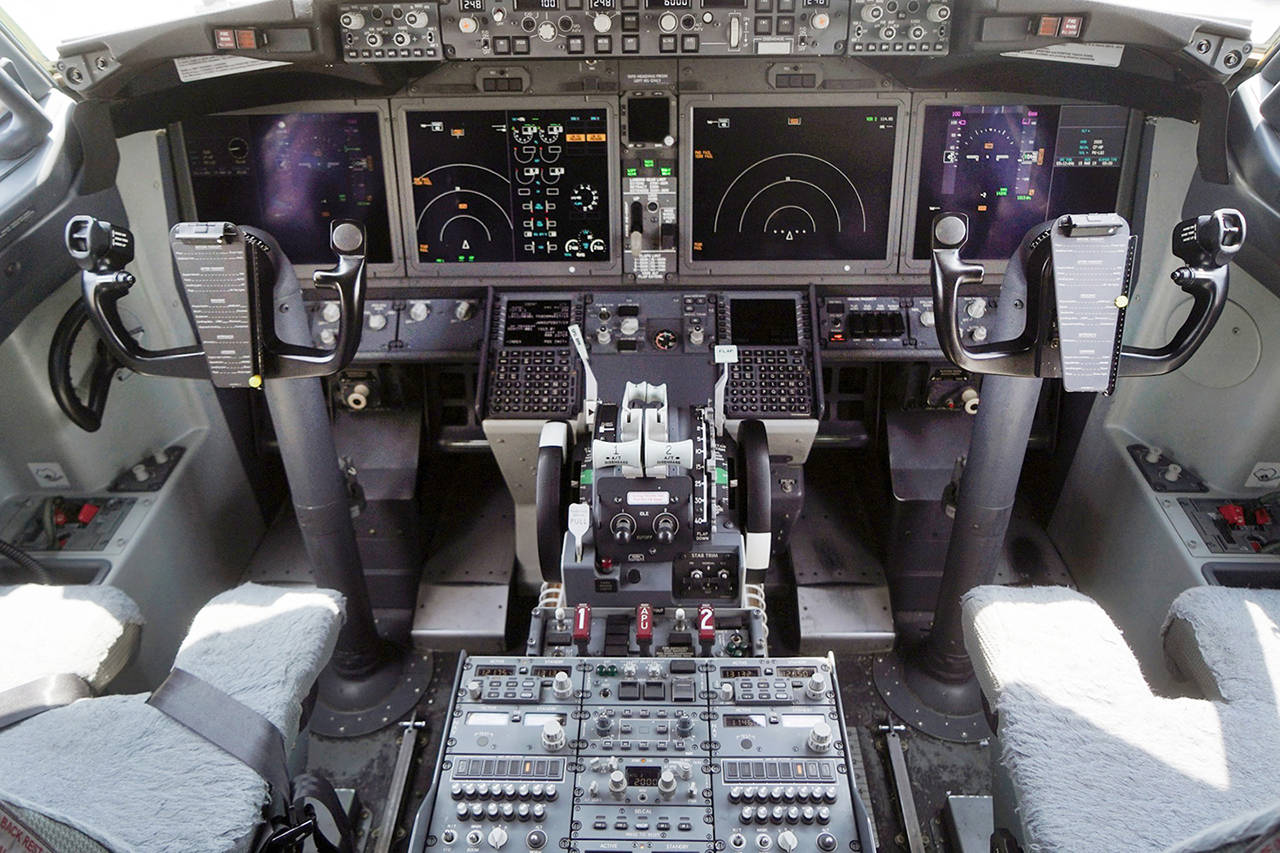 The cockpit of a grounded Lion Air Boeing 737 Max 8 aircraft. (Dimas Ardian/Bloomberg)