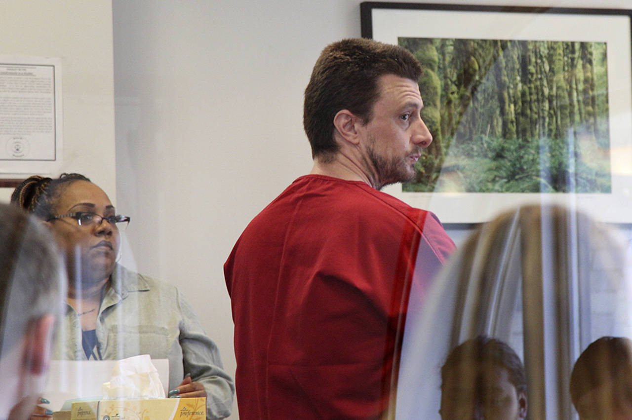 Kevin Harper pleads not guilty to multiple charges in King County Superior Court on April 4. (Ashley Hiruko / Kirkland Reporter)