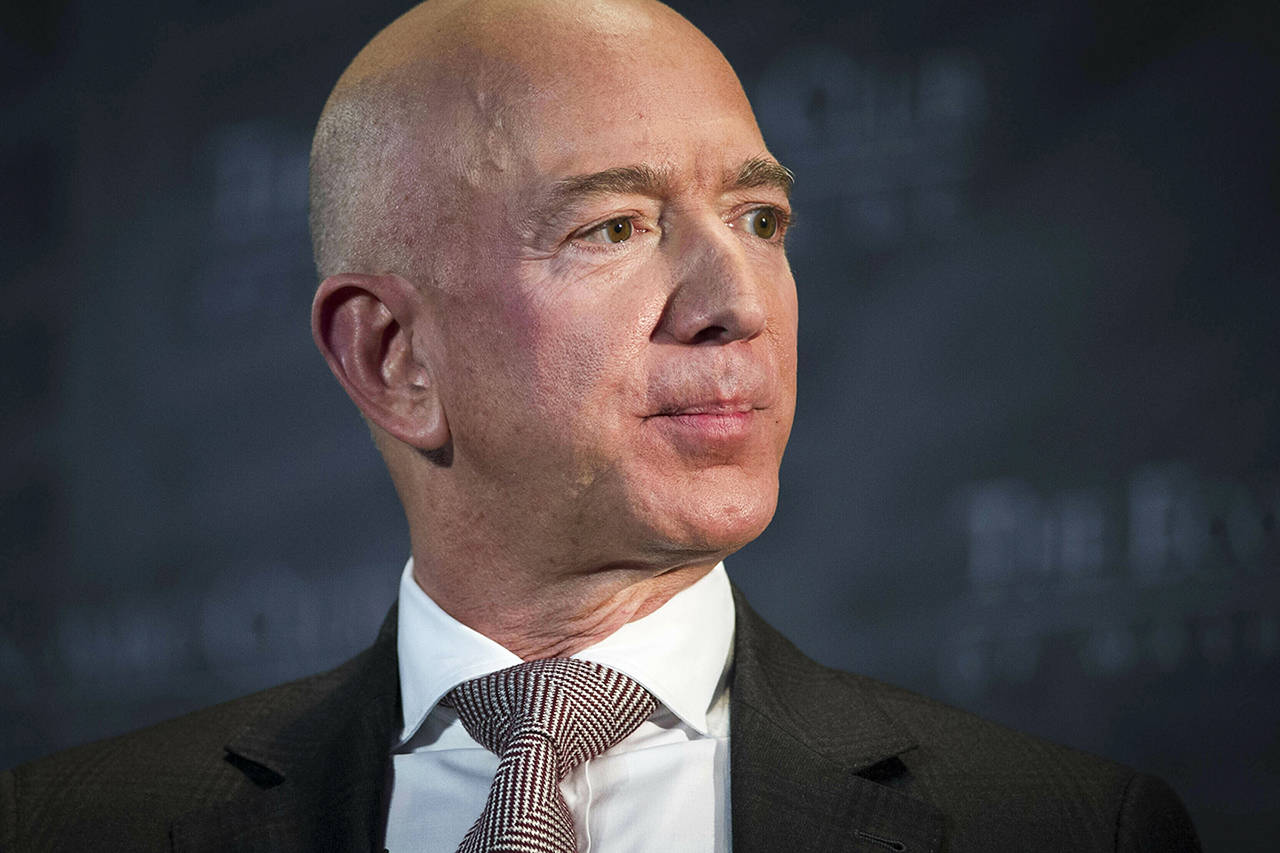 In this 2018 photo Jeff Bezos, Amazon founder and CEO, speaks at The Economic Club of Washington’s Milestone Celebration in Washington. Bezos said in a letter to shareholders Thursday that as Amazon grows, so does the size of its “failed experiments.” (AP Photo/Cliff Owen, File)