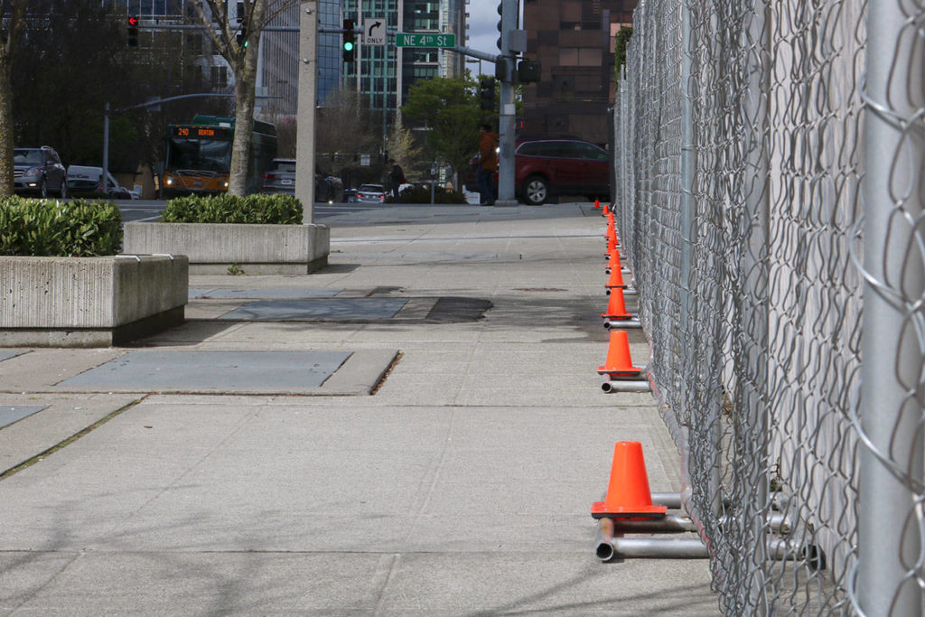 Amazon currently leases three buildings in Bellevue and plans to move its entire Seattle-based worldwide operations team to the city by 2023. Bellevue will also see transportation improvements in 2023 as Sound Transit constructs the East Link extension. (Kailan Manandic / Bellevue Reporter)
