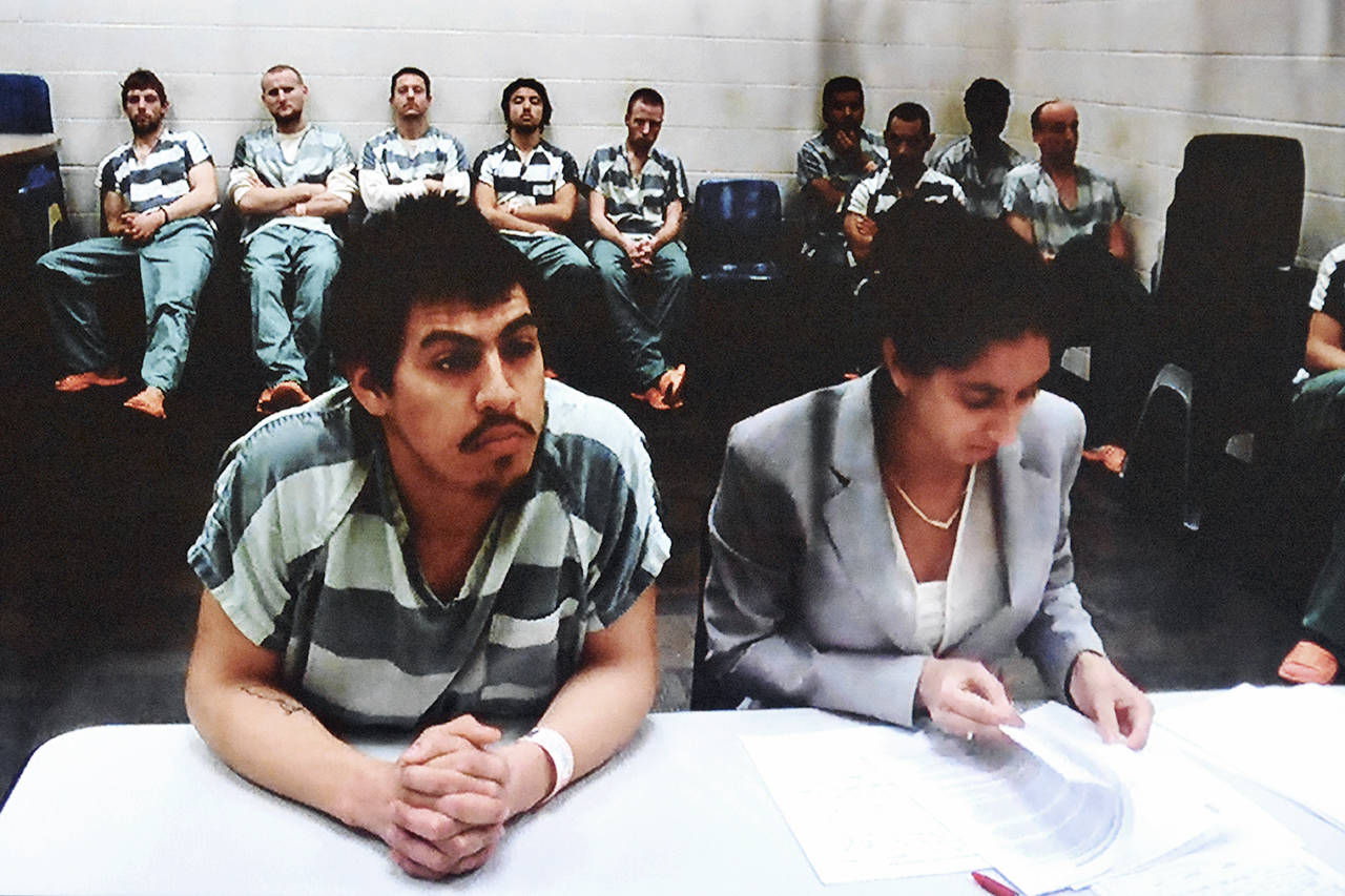 Pedro Luis Montero, seen here at his bail hearing in January 2018, has been sentenced to 10 years and four months in prison. He killed Alexander Song on Dec. 30, 2017 in Everett. (Caleb Hutton / Herald file)