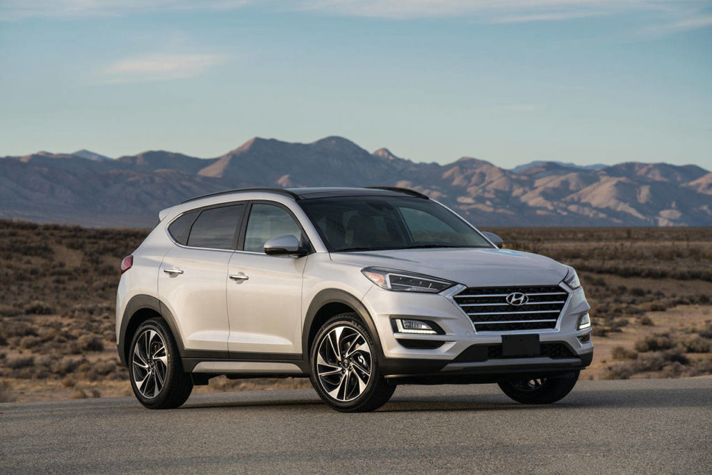 Exterior styling changes for the 2019 Hyundai Tucson include the adoption of the brand’s signature cascading grille. (Manufacturer photo)
