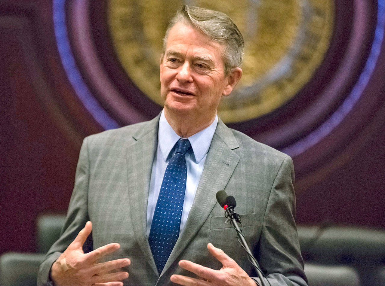 Idaho Gov.-elect Brad Little answers a reporter’s question at the State Capitol building in Boise on Jan. 3. Republican Little says Idahoans can trust him to do the right thing after the Legislature handed him sweeping authority to eliminate thousands of state-approved rules going back decades that touch on just about every aspect of daily life. Little on Tuesday said he doesn’t view the unusual power handed the executive branch this year as an opportunity to do mischief. (AP Photo/Otto Kitsinger, File)