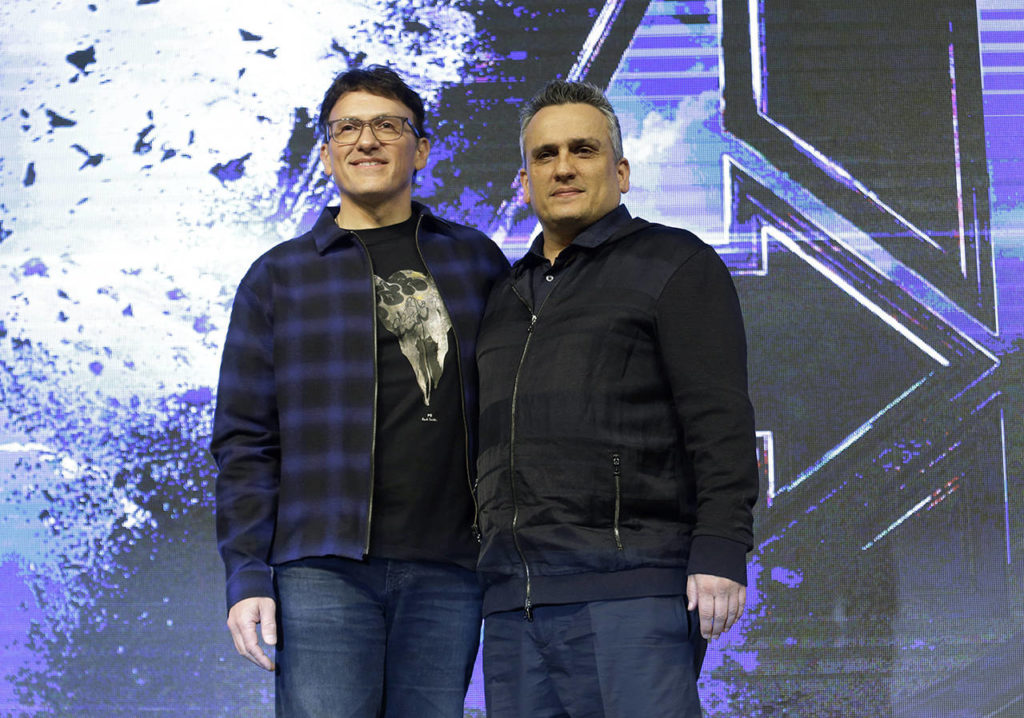 Director Anthony Russo (left) and Joe Russo pose during an Asia Press Conference to promote their latest film “Avengers Endgame” in Seoul, South Korea on April 15. (AP Photo/Ahn Young-joon)
