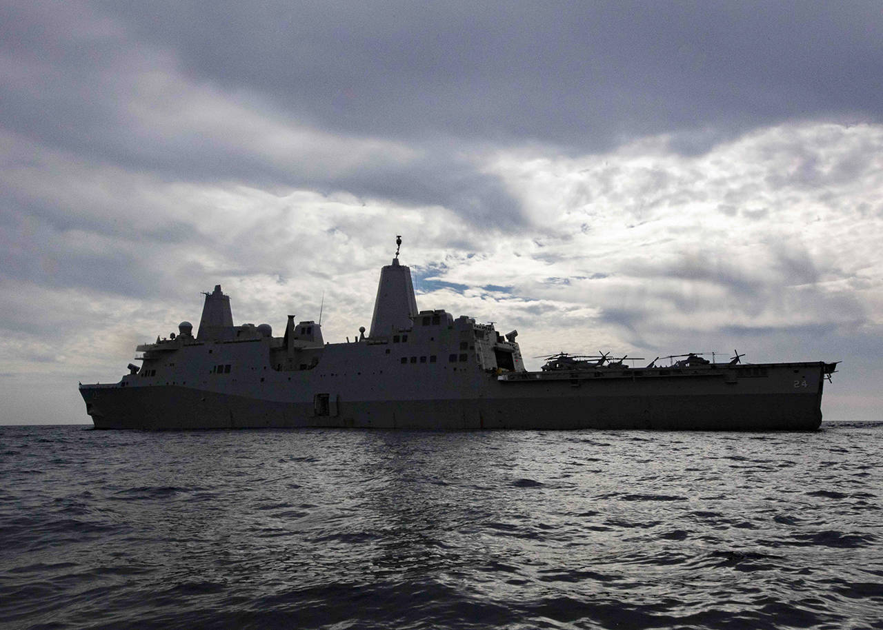 The USS Arlington is seen on the Mediterranean Sea in February. (U.S. Navy photo by Mass Communication Specialist 2nd Class Brandon Parker/Released)