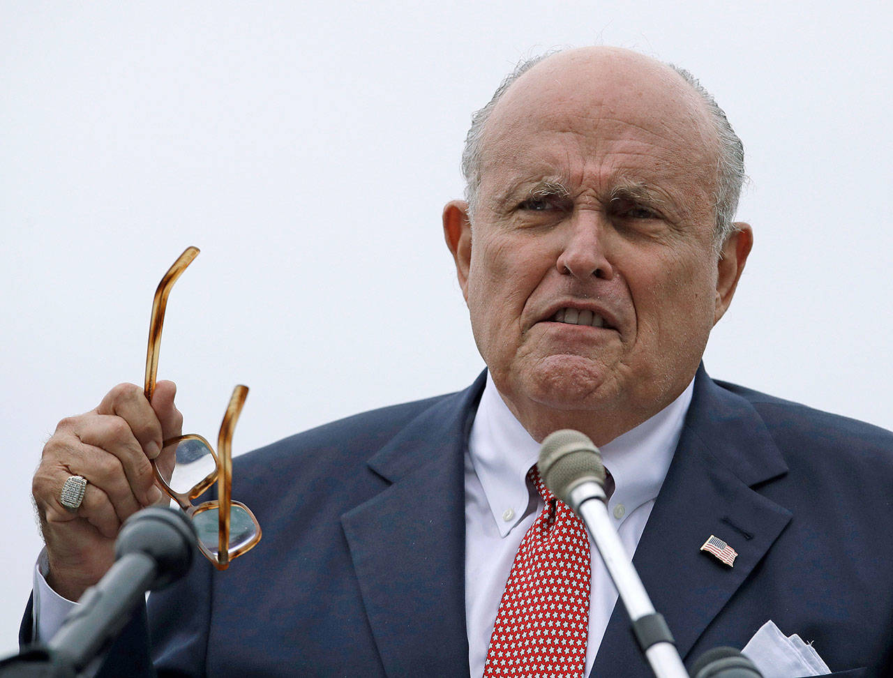 Rudy Giuliani, an attorney for President Donald Trump, speaks in Portsmouth, New Hampshire, on Aug. 1. (AP Photo/Charles Krupa, File)