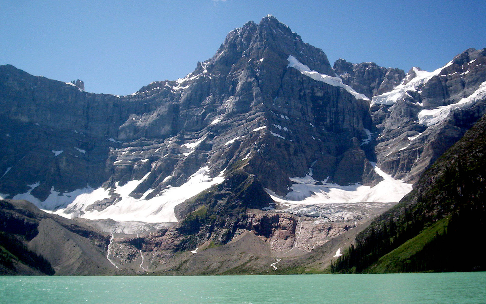 Howse Peak above Chephren Lake in Banff National Park, Alberta, Canada. (Rick McCharles via Wikimedia Commons)
