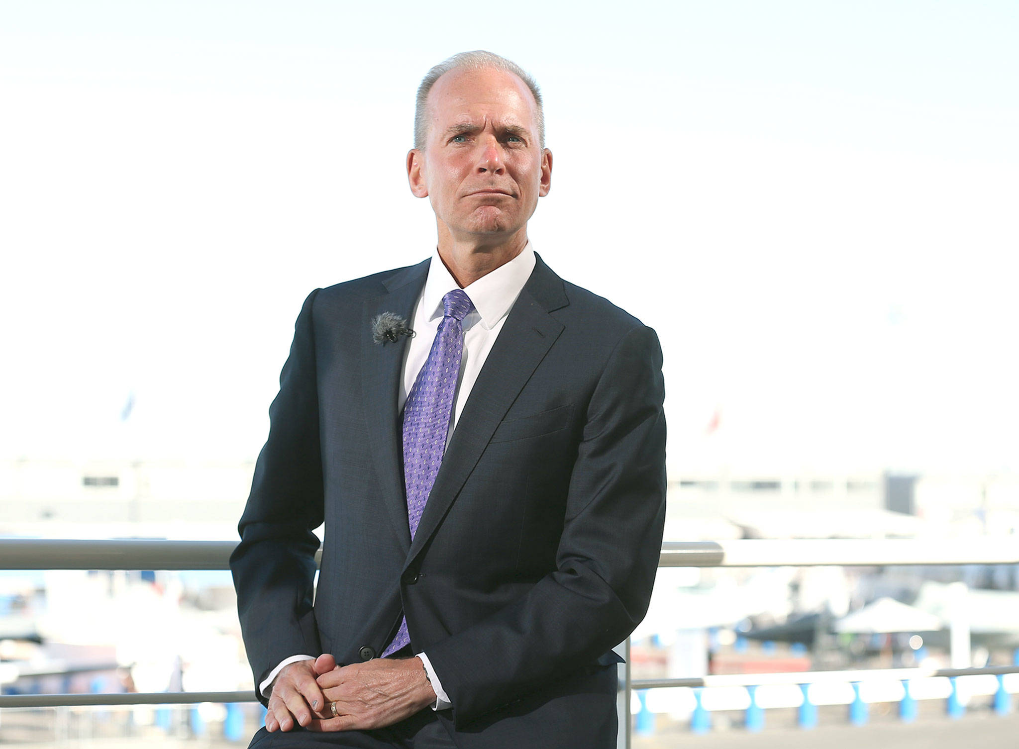 Boeing CEO Dennis Muilenburg during a television interview in 2017. (Marlene Awaad / Bloomberg News)