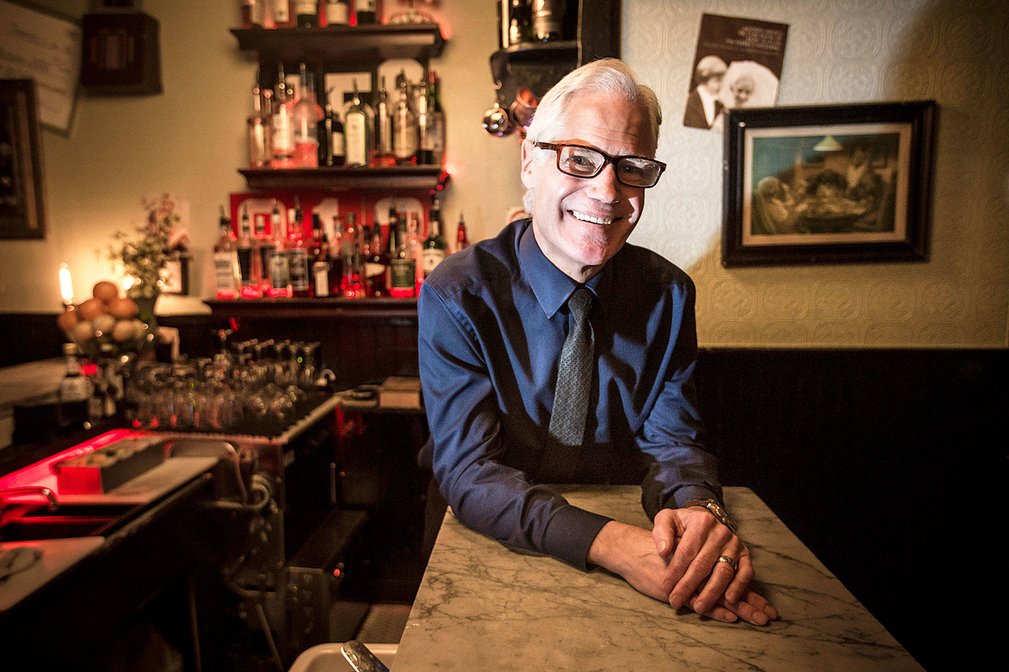 Desmond van Rensburg of Daphne’s in Edmonds says bartenders need to like people, and be patient, yet firm. (Ian Terry / Herald file)