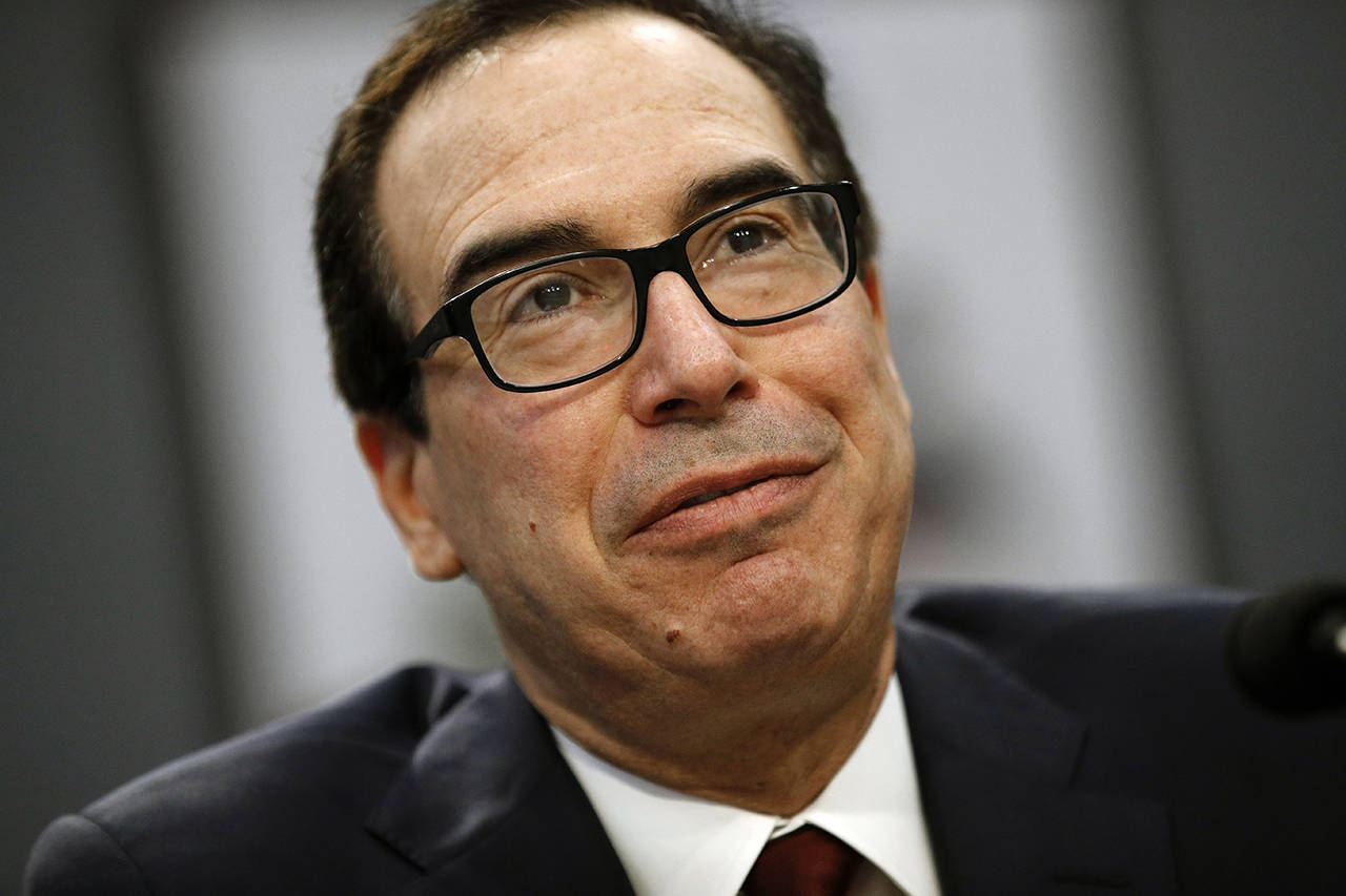 Treasury Secretary Steve Mnuchin said that his department intends to “follow the law” and is reviewing a request by a top House Democrat to provide Trump’s tax returns to lawmakers. (AP Photo/Patrick Semansky)