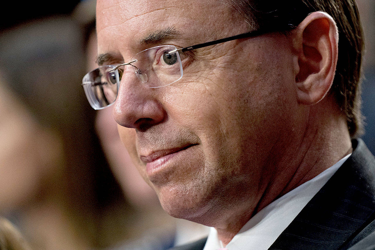 Rod Rosenstein, deputy attorney general, in Washington last Sept. 4. (Andrew Harrer / Bloomberg News)